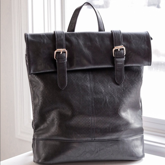 Laser-cut Flap Backpack Black